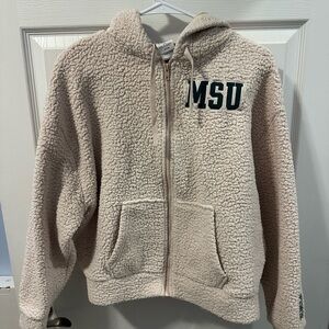 PINK Victoria's Secret Textured Cream Hoodie